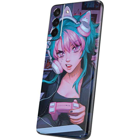Anime Catgirl Gamer Nerd by Ivy Dolamore Galaxy S21 Plus 5G Skin